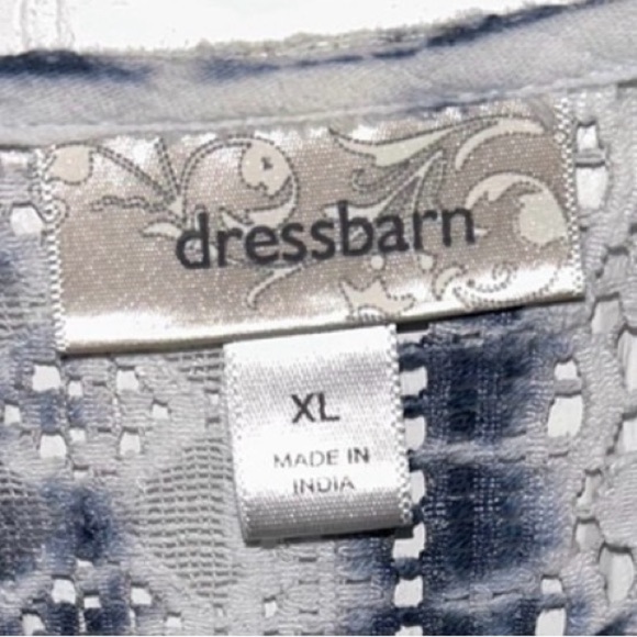 Dressbarn Blue Tie Dye Lace Peasant Top XL Boho Tunic Blouse - Picture 7 of 11